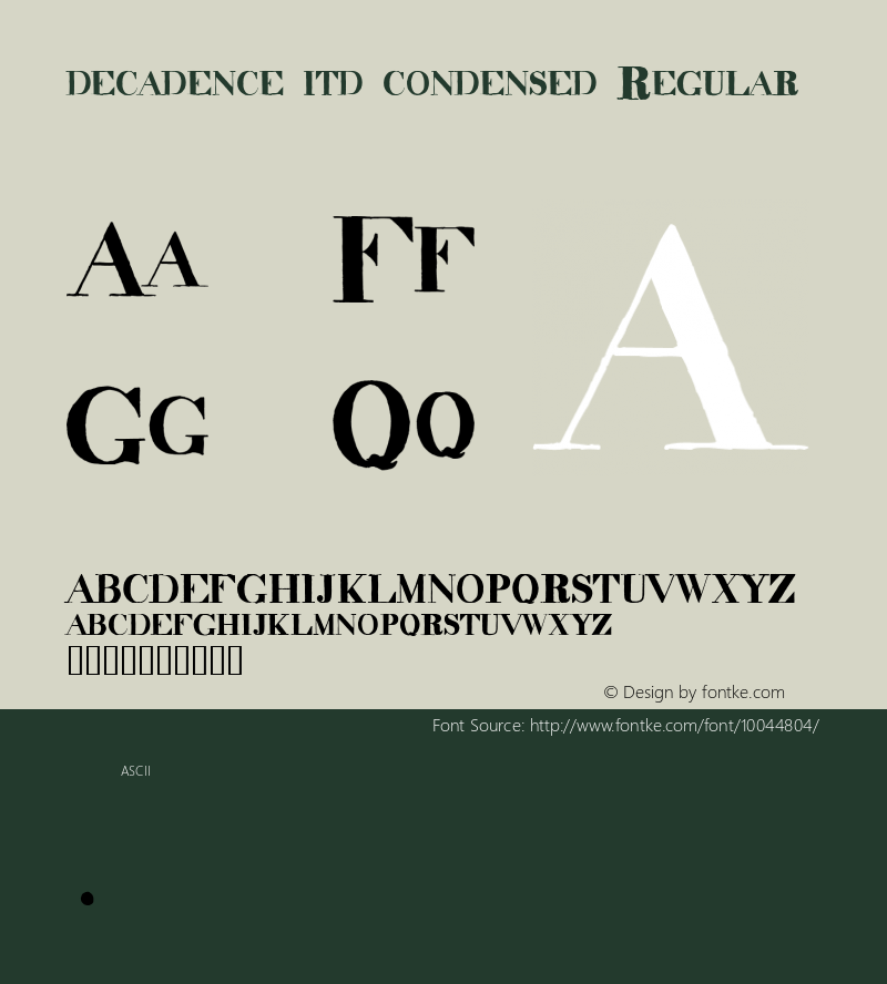 decadence itd condensed Regular v1.0 4/4/97图片样张