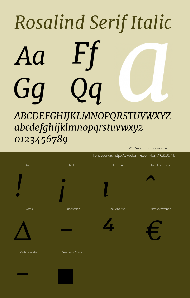 Rosalind Serif Italic Version 1.584;PS 001.584;hotconv 1.0.70;makeotf.lib2.5.58329图片样张