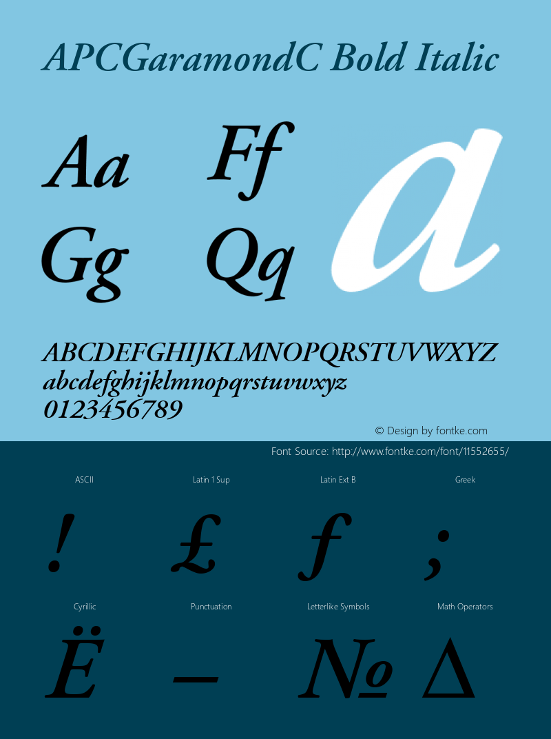 APCGaramondC Bold Italic Version 001.000图片样张