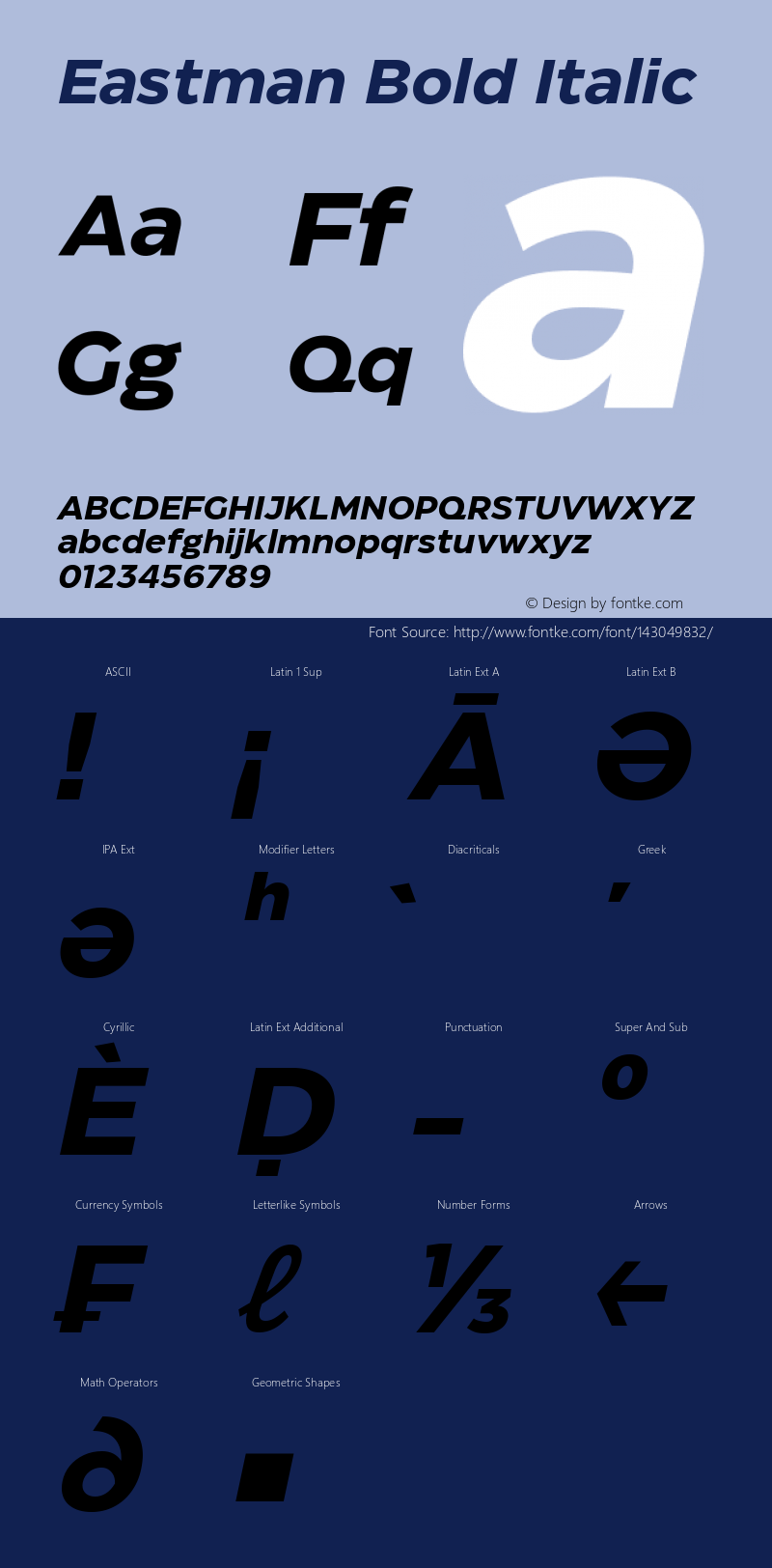 Eastman Bold Italic Version 1.001图片样张