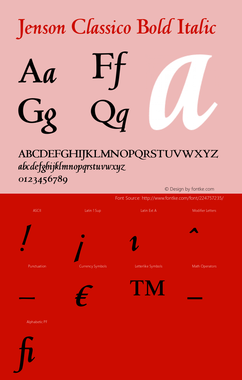 Jenson Classico Bold Italic Version 1.00图片样张