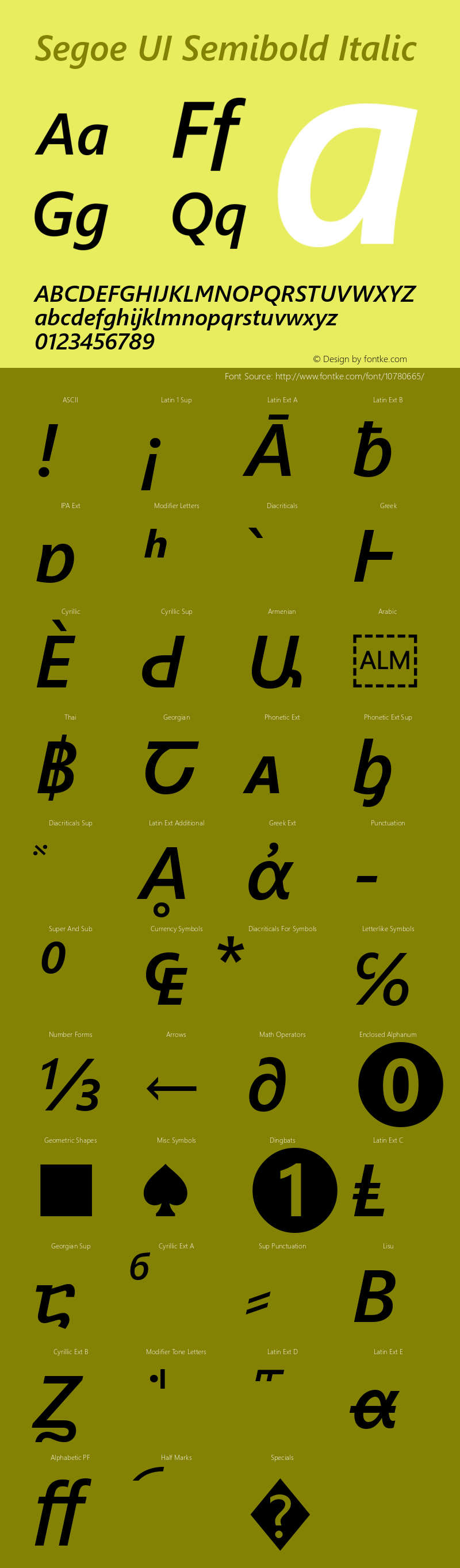 Segoe UI Semibold Italic Version 5.28图片样张