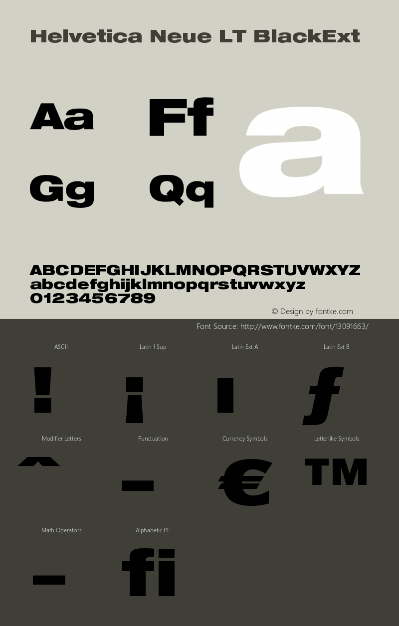 Helvetica Neue LT BlackExt Version 006.000图片样张