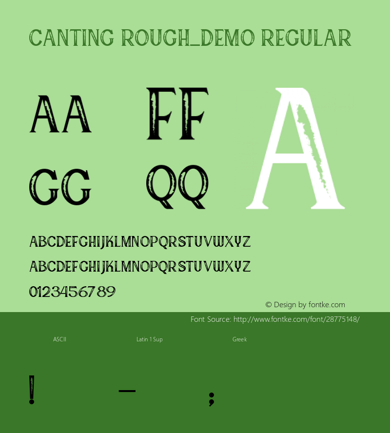 Canting Rough_DEMO Version 1.00;March 7, 2019;FontCreator 11.5.0.2427 64-bit图片样张