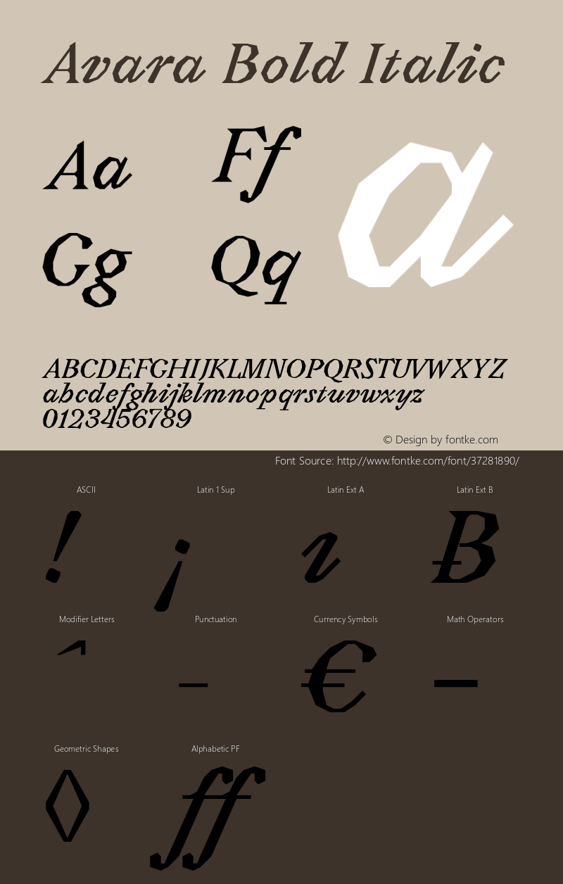 Avara Bold Italic Italic Version 1.000;PS 1.0;hotconv 1.0.88;makeotf.lib2.5.647800图片样张