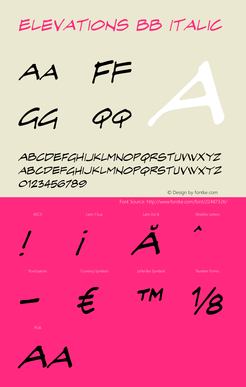 ElevationsBB-Italic Version 1.000图片样张