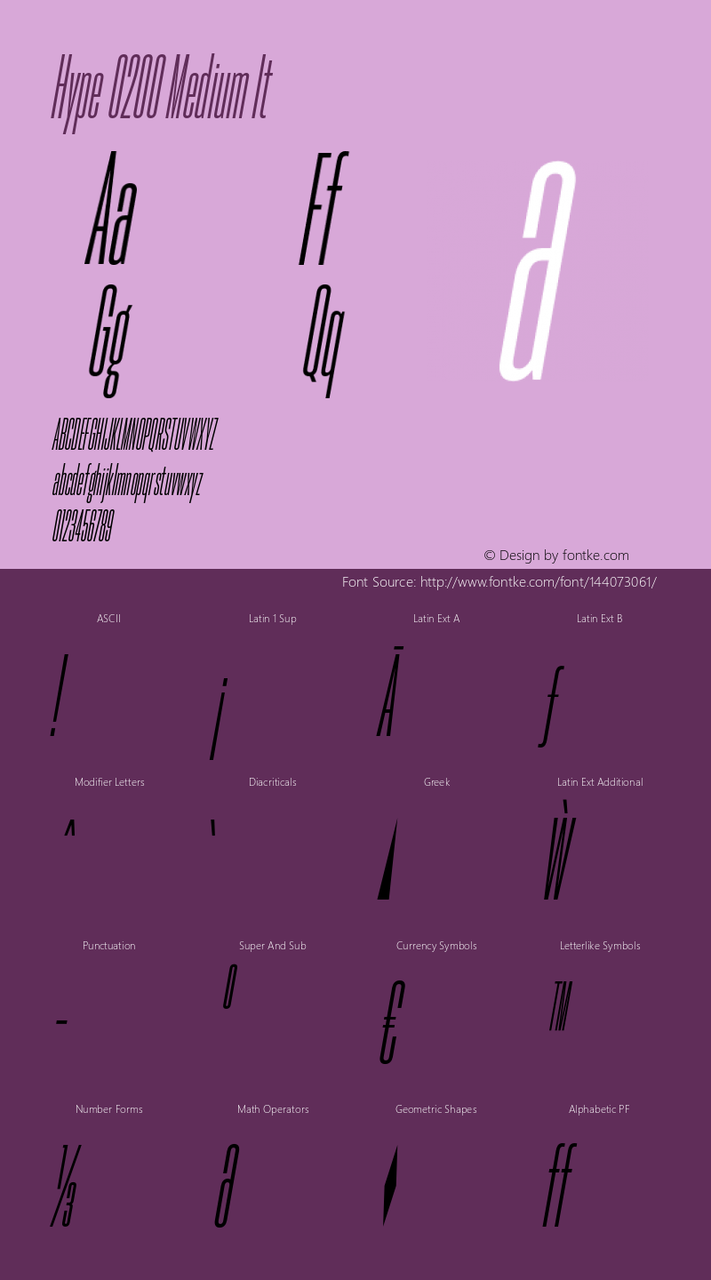 Hype 0200 Medium It Version 1.000;hotconv 1.0.109;makeotfexe 2.5.65596图片样张