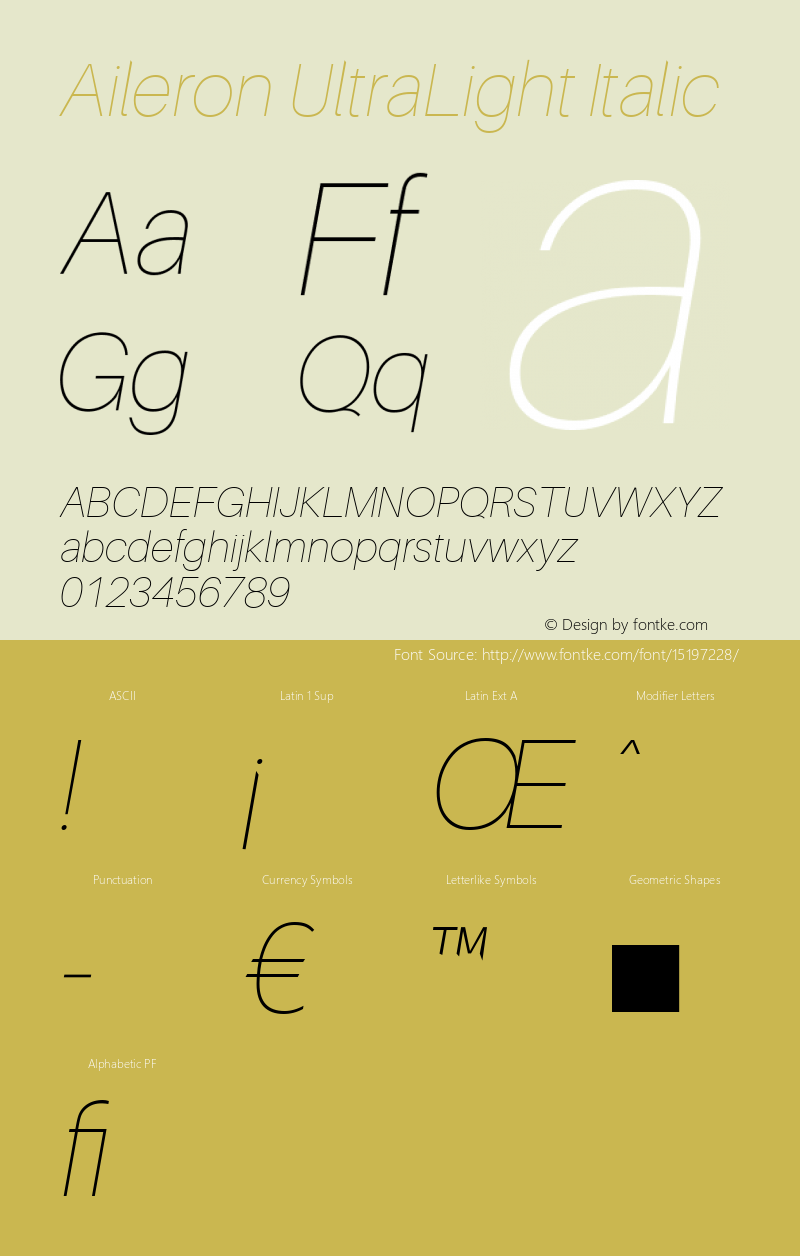 Aileron UltraLight Italic Version 1.000;PS 001.000;hotconv 1.0.70;makeotf.lib2.5.58329图片样张