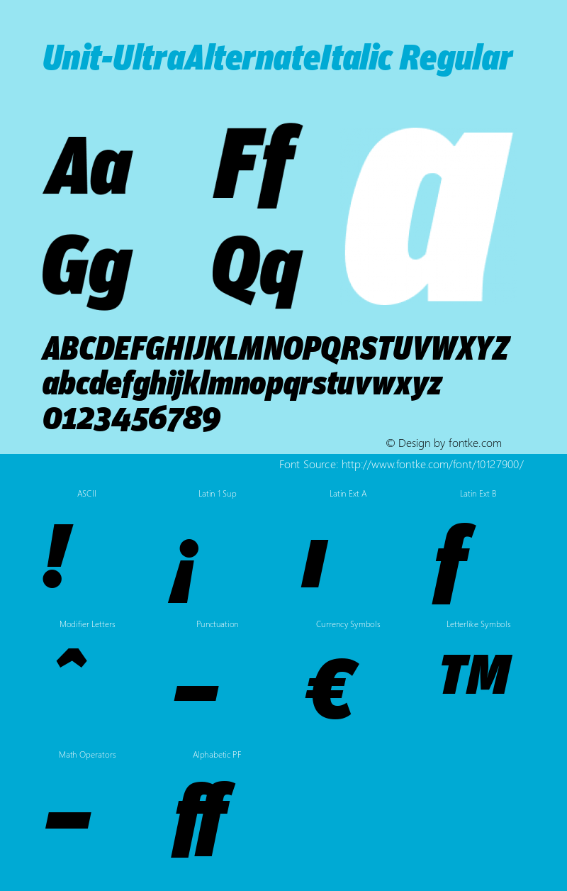 Unit-UltraAlternateItalic Regular Version 4.460 2004图片样张