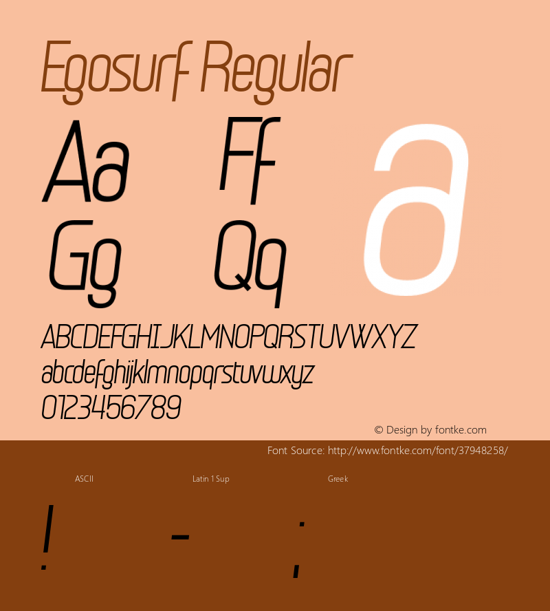 Egosurf Version 1.00;September 7, 2019;FontCreator 11.5.0.2430 64-bit图片样张