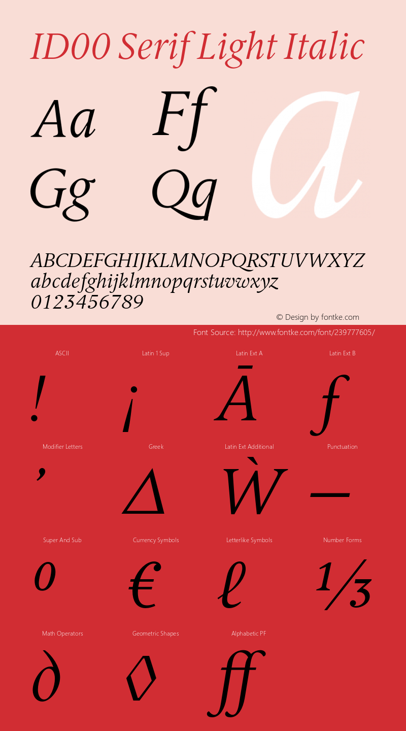 ID00 Serif Light Italic Version 1.002图片样张