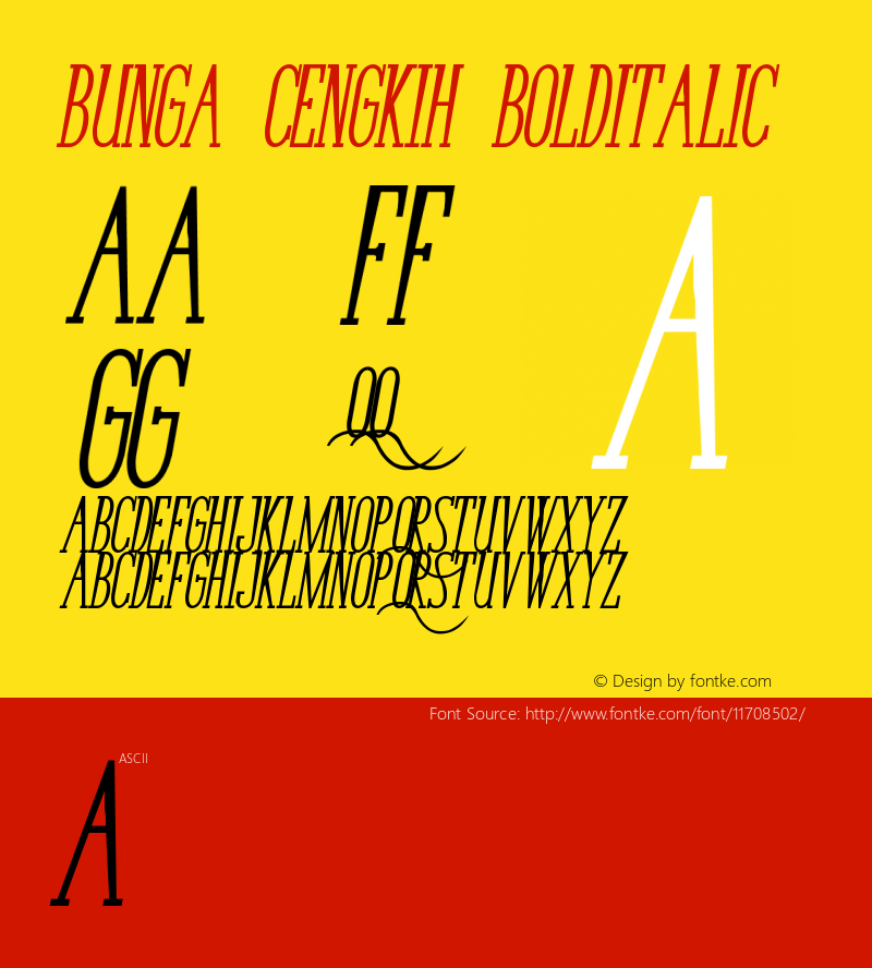 Bunga Cengkih BoldItalic Version 001.000图片样张
