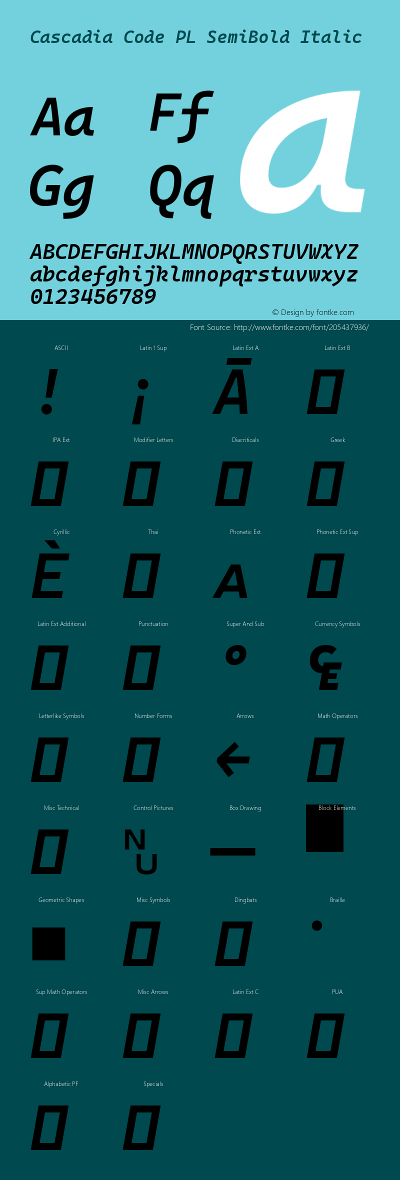 Cascadia Code PL SemiBold Italic Version 2111.001图片样张