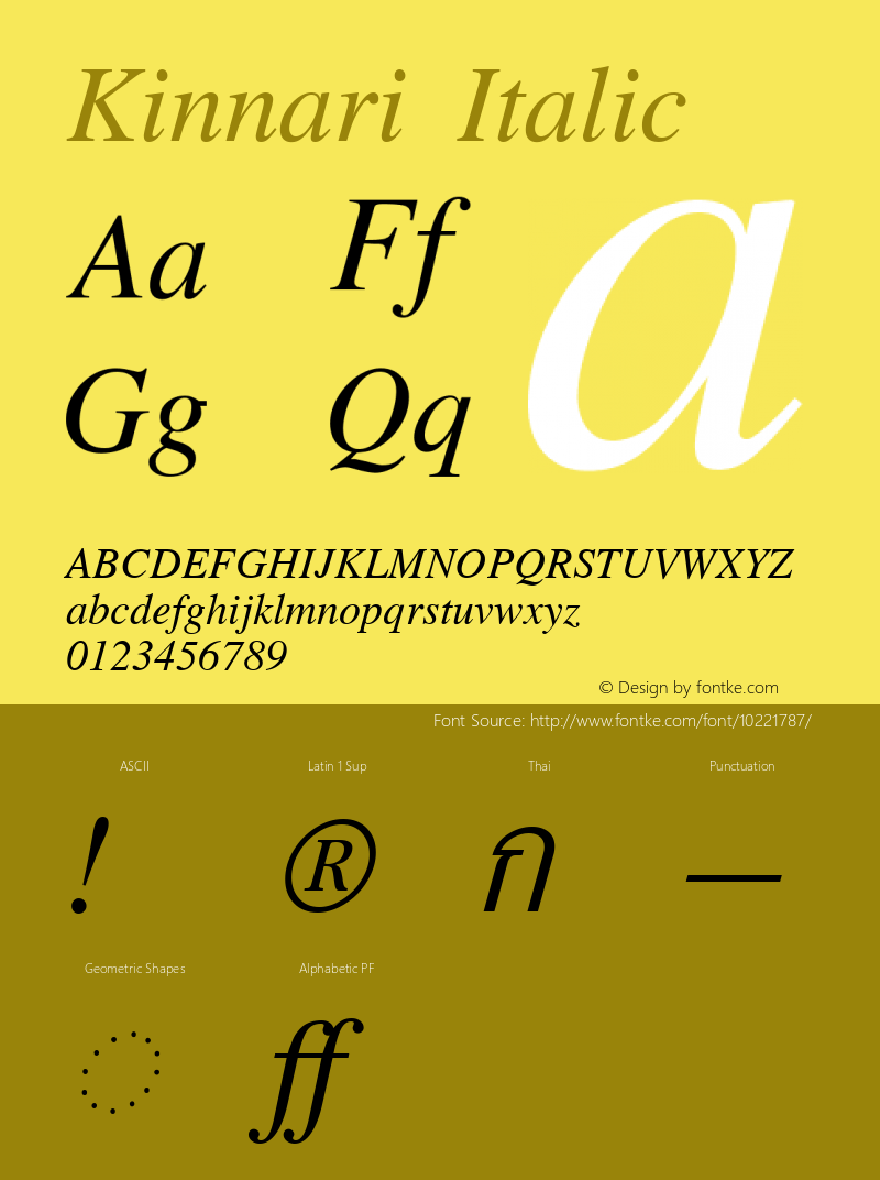 Kinnari Italic Version 001.004: 2008-01-19图片样张