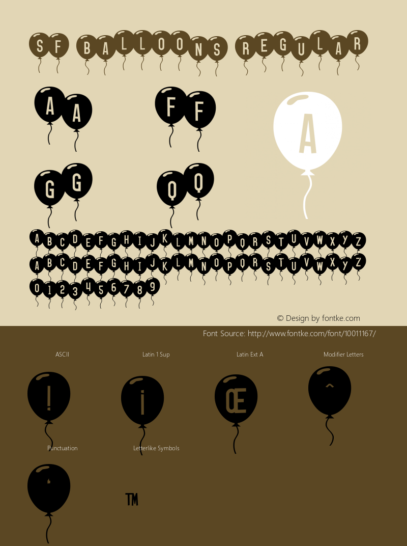 SF Balloons Regular ver 1.0; 1999. Freeware for non-commercial use.图片样张