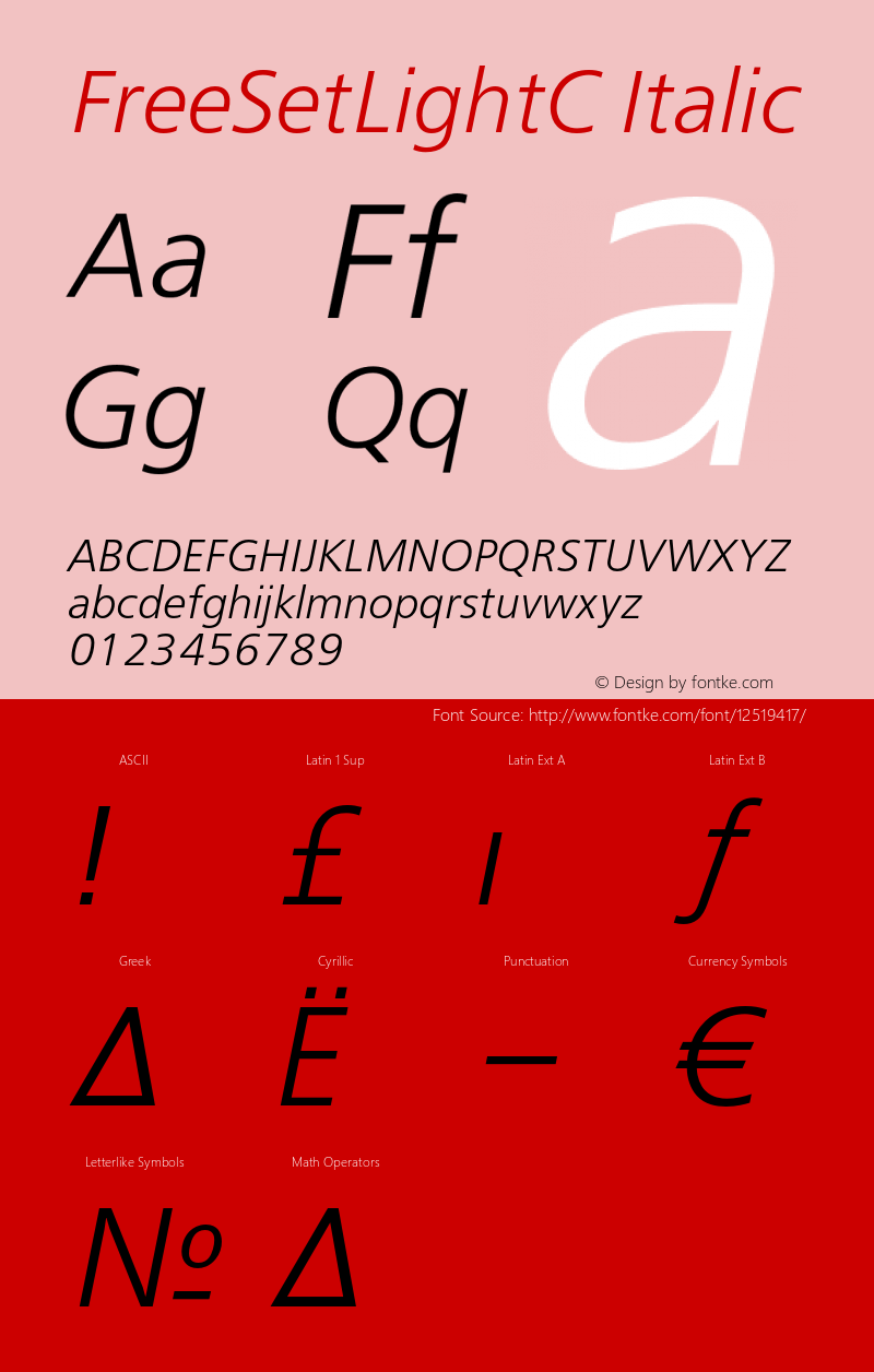 FreeSetLightC Italic OTF 1.0;PS 001.000;Core 116;AOCW 1.0 161图片样张