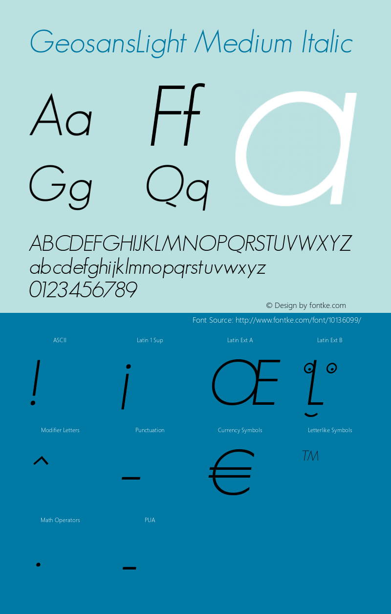 GeosansLight Medium Italic 1.0 2004-11-20图片样张