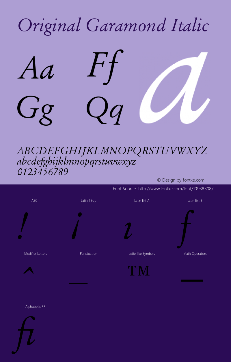 Original Garamond Italic Version 003.001图片样张