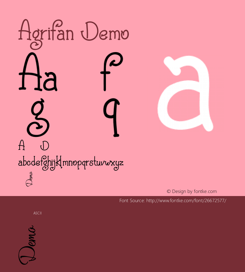 Agrifan Demo Version 1.00;August 25, 2018;FontCreator 11.5.0.2427 32-bit图片样张