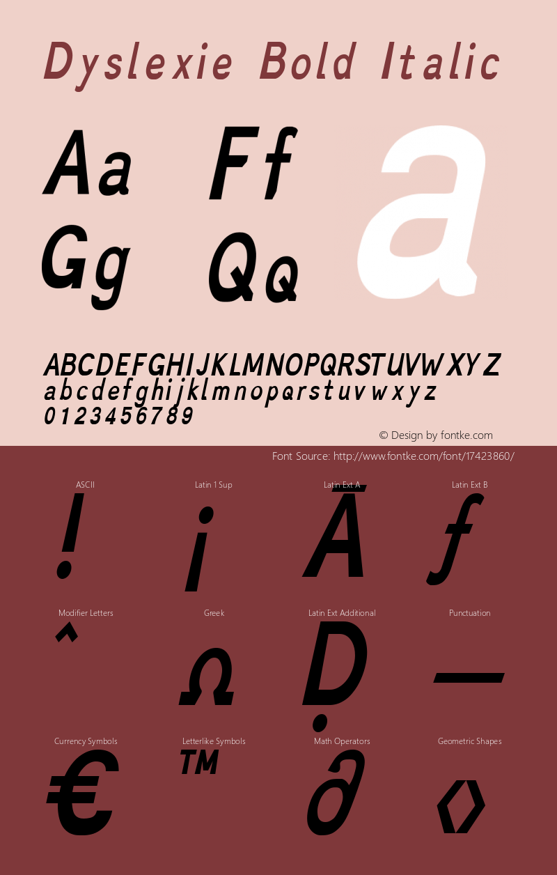 Dyslexie Bold Italic Version 1.000图片样张