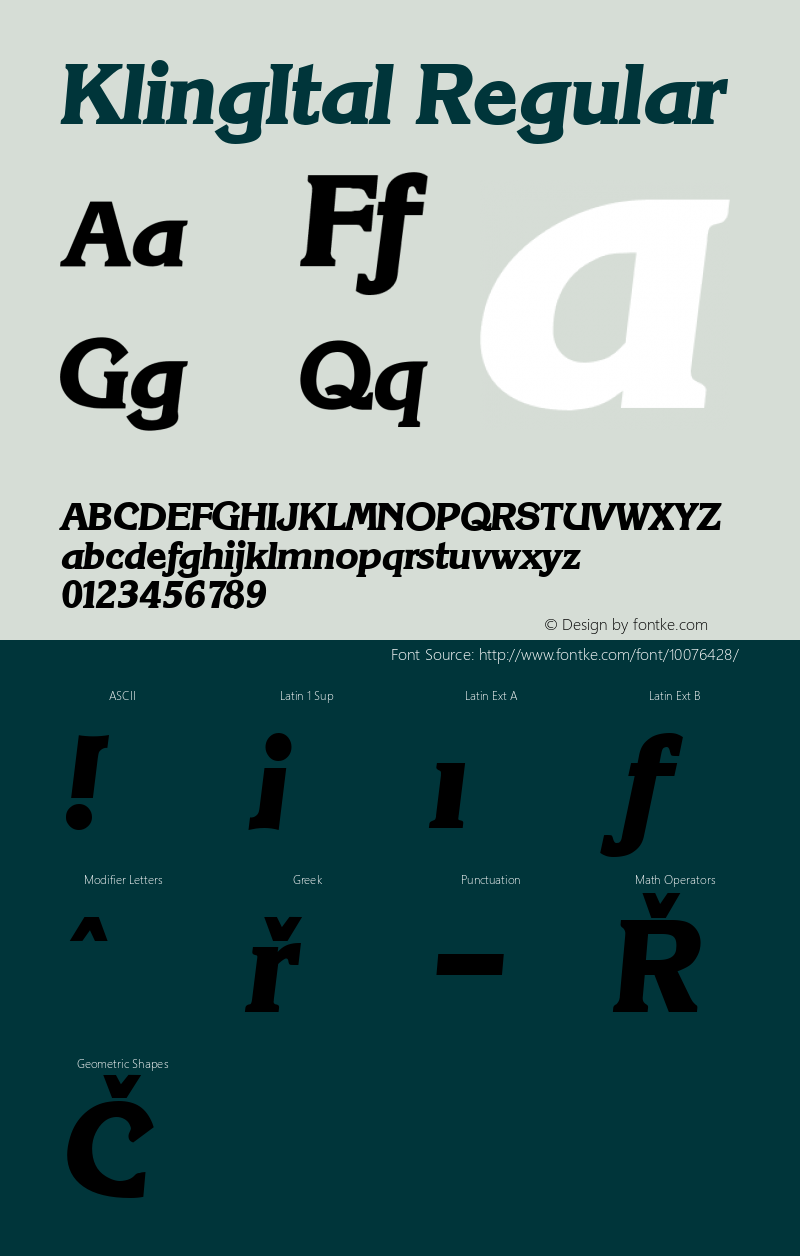 KlingItal Regular Altsys Fontographer 3.5  2/8/93图片样张