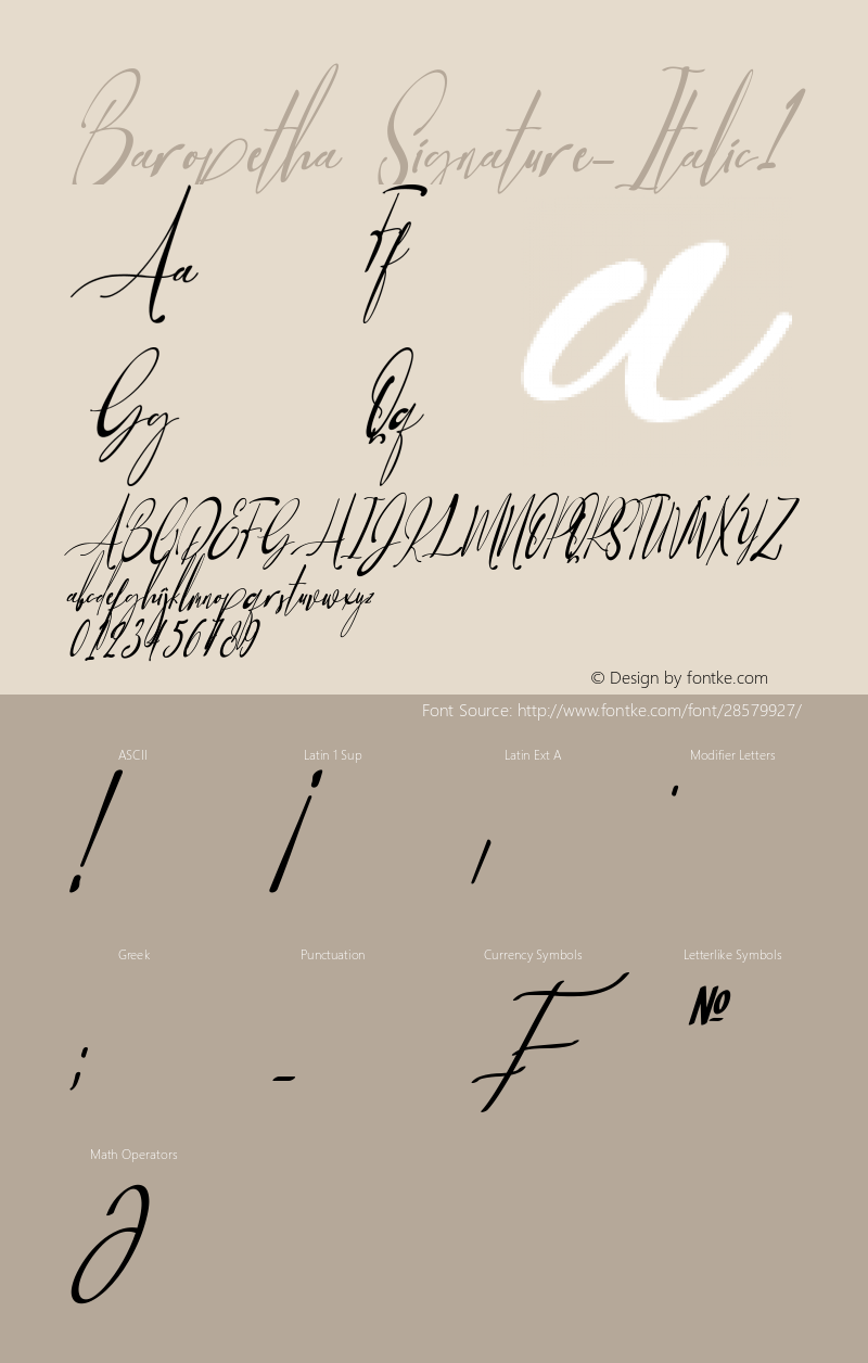 Baropetha Signature_Italic1 Version 1.00;February 15, 2019;FontCreator 11.5.0.2430 64-bit图片样张