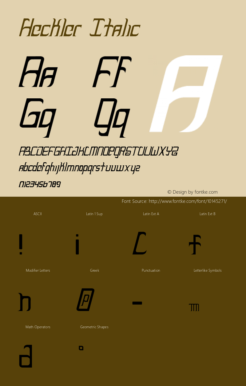 Heckler Italic Version 1.000;PS 001.000;hotconv 1.0.38图片样张