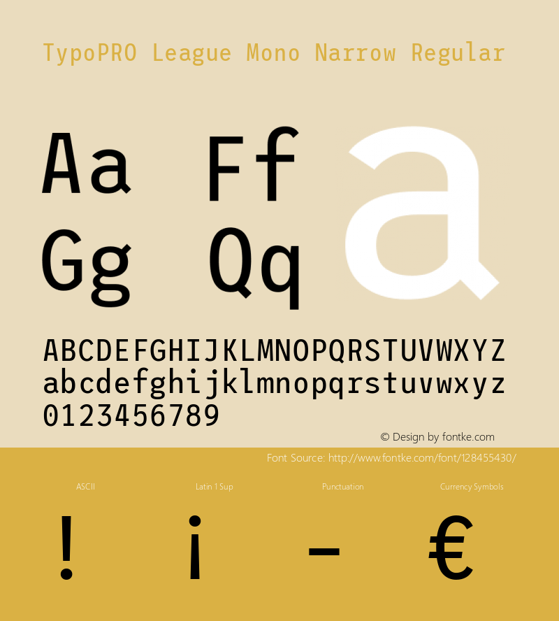 TypoPRO League Mono Narrow Regular Version 2.220;RELEASE图片样张