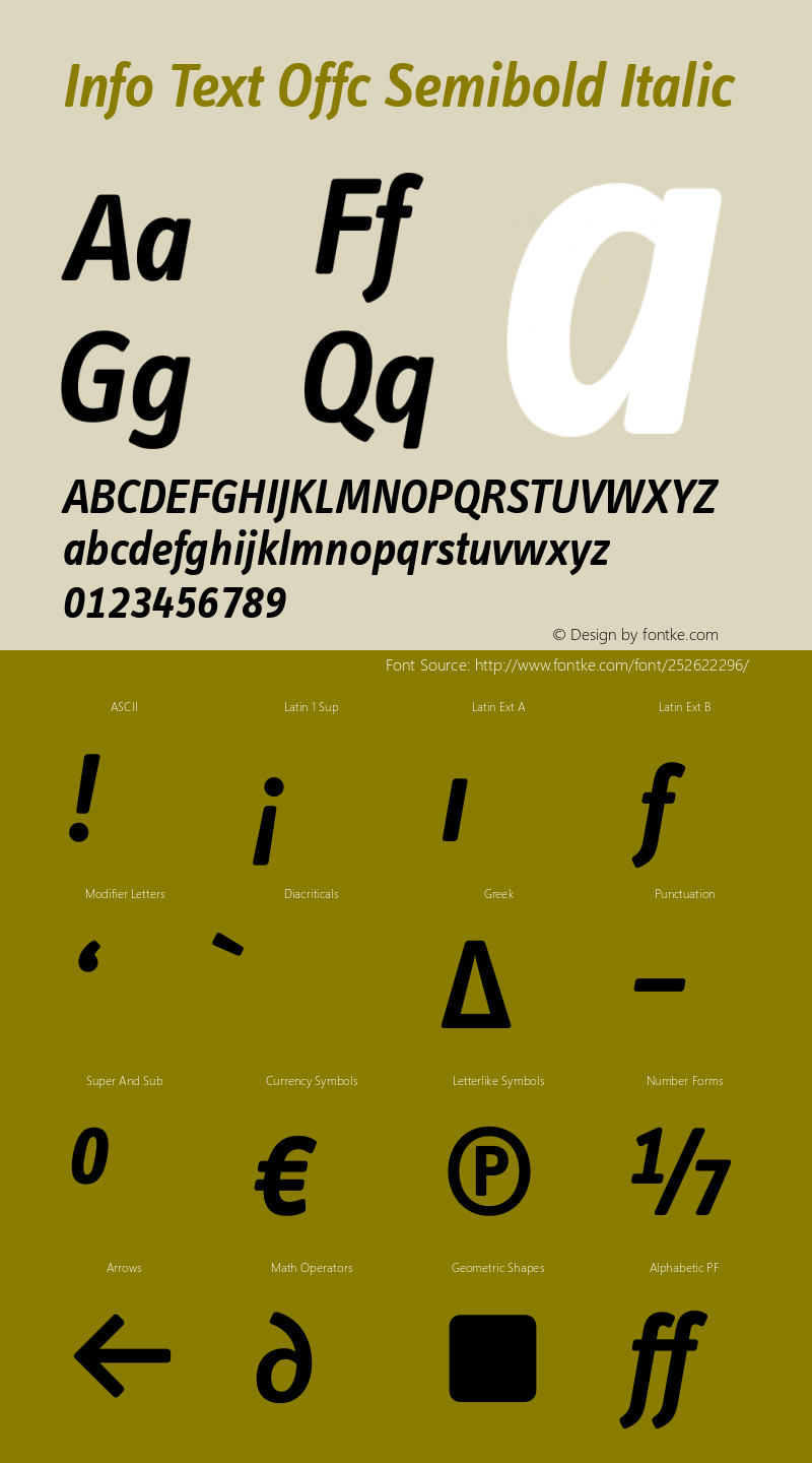 Info Text Offc Semibold Italic Version 7.504; 2011; Build 1020图片样张