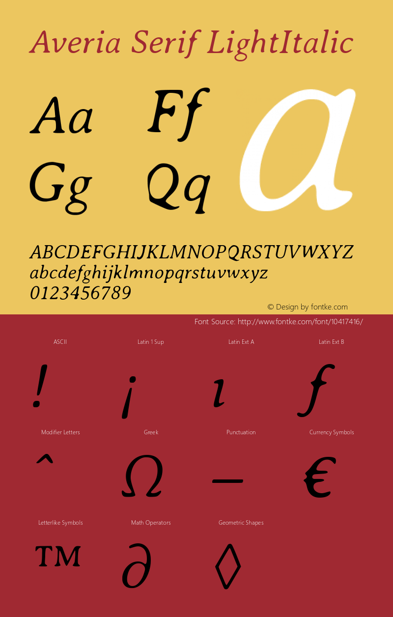 Averia Serif LightItalic Version 1.0图片样张