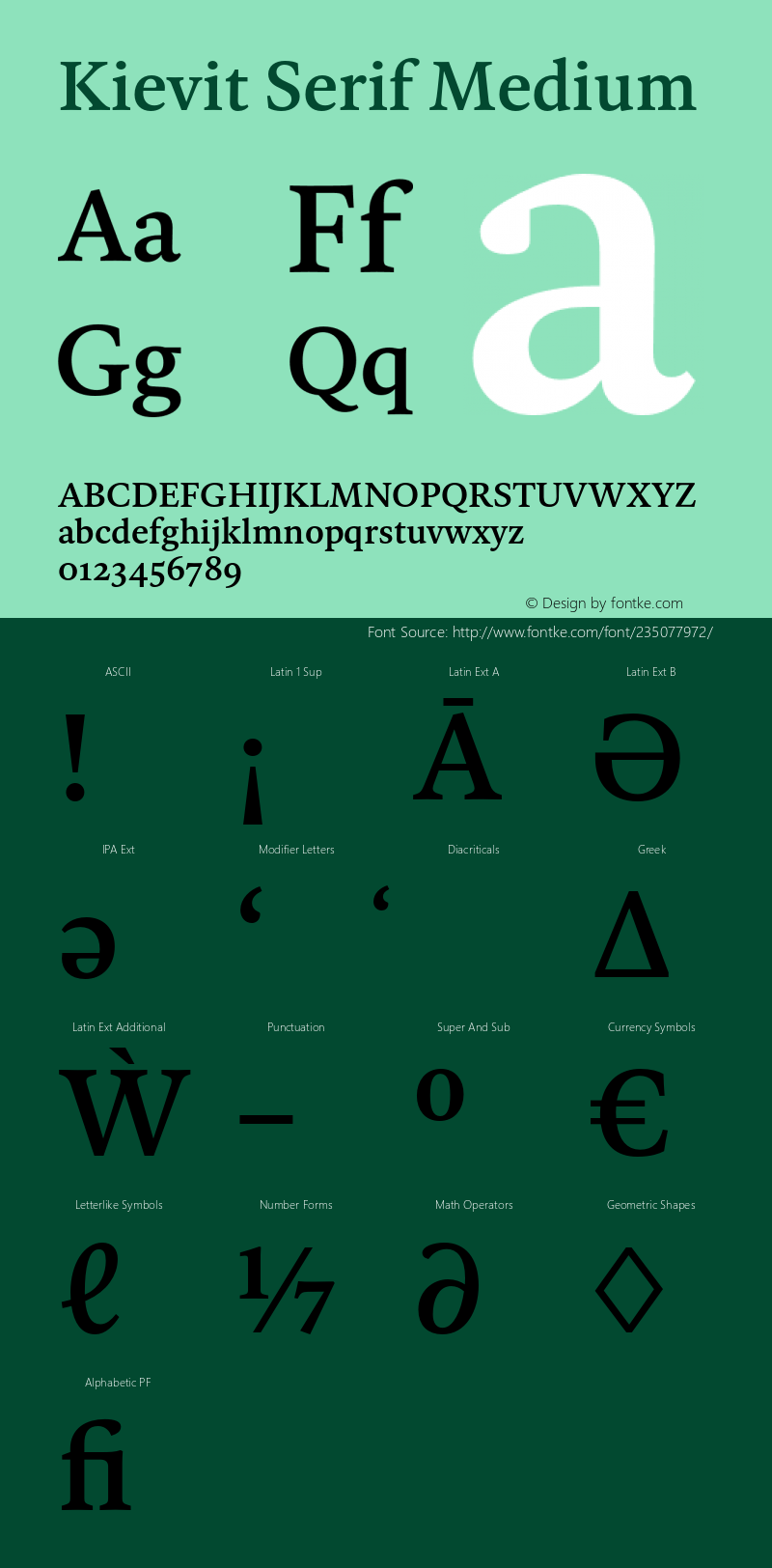 Kievit Serif Medium Version 7.700, build 1040, FoPs, FL 5.04图片样张