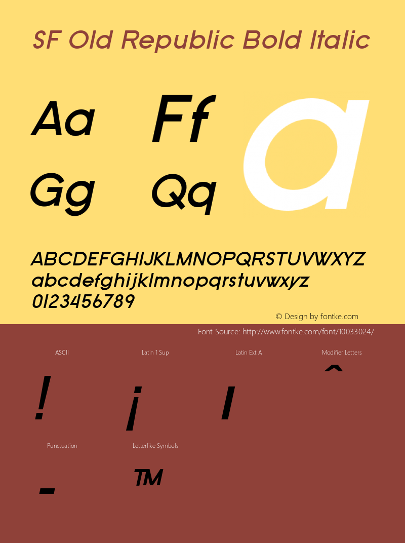 SF Old Republic Bold Italic ver 2.0; 2000. Freeware for non-commercial use.图片样张