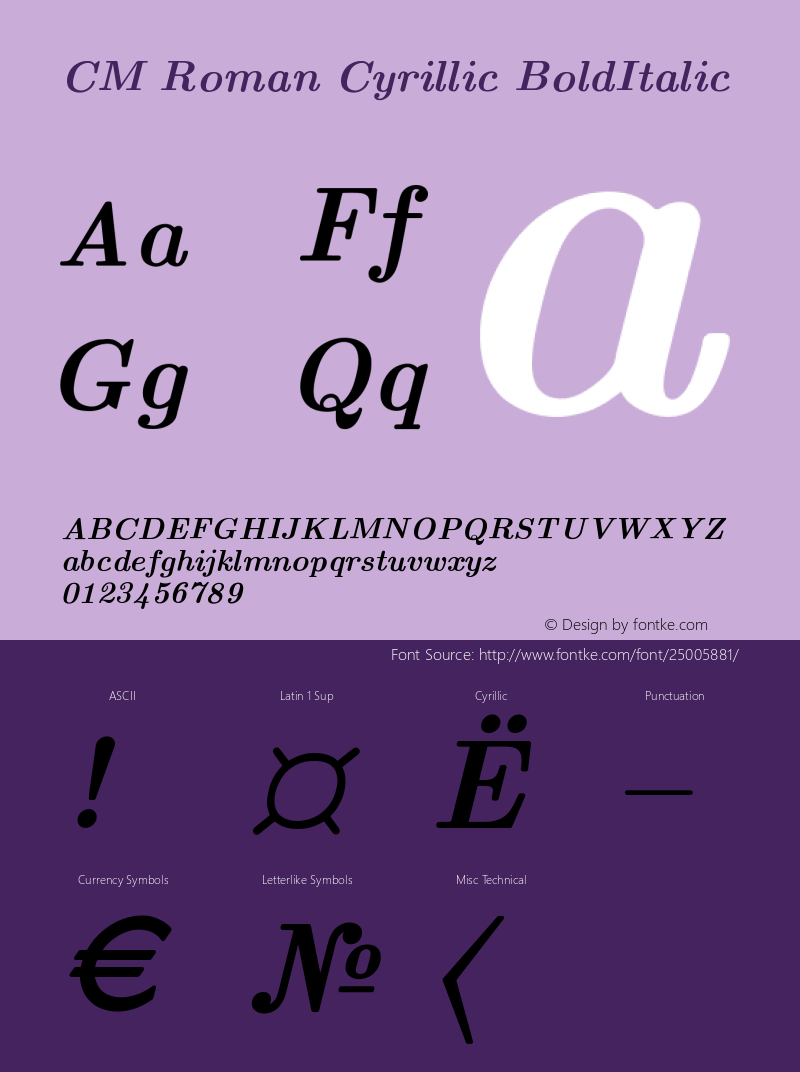 Computer Modern Roman Cyrillic Bold Italic Version 001.001图片样张