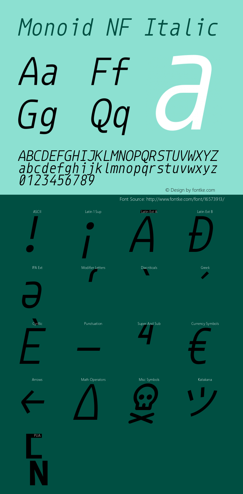 Monoid NF Italic Version 0.61;Nerd Fonts 0.8.图片样张