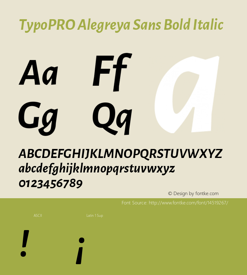 TypoPRO Alegreya Sans Bold Italic Version 1.000;PS 001.000;hotconv 1.0.70;makeotf.lib2.5.58329 DEVELOPMENT图片样张