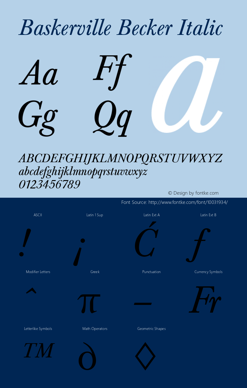 Baskerville Becker Italic Version 1.05图片样张