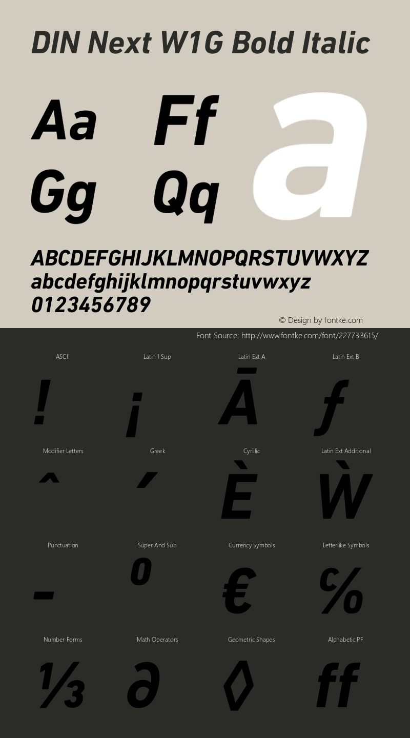 DIN Next W1G Bold Italic Version 1.40图片样张