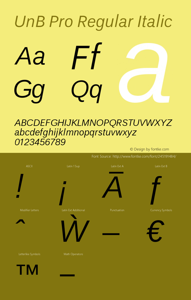 UnBPro-RegularItalic 000.001图片样张