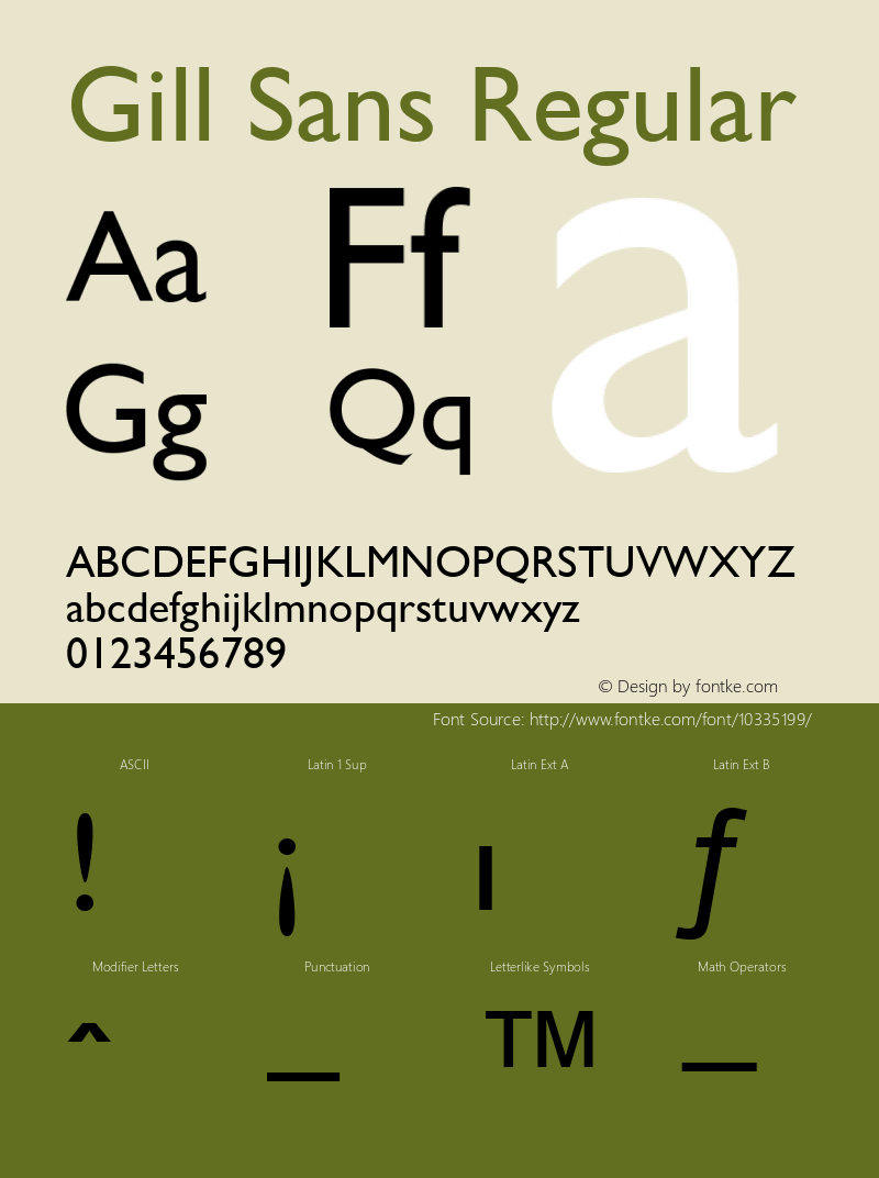 Gill Sans Regular V.2.00: Re-make of TrueType for PS metric compatibility...hand hinted in TypeMan图片样张