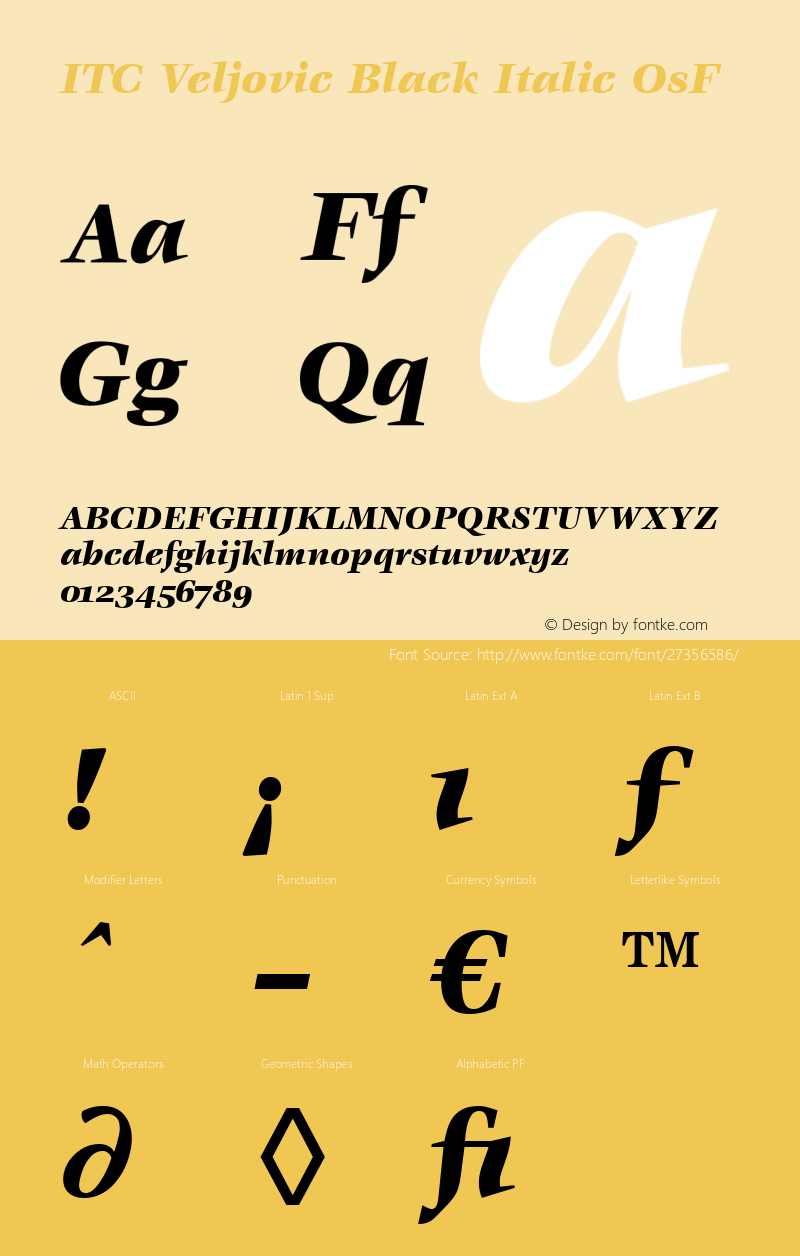 Veljovic Black OsF Italic Version 1.00图片样张