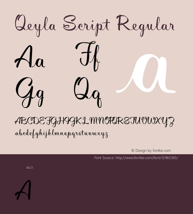 Qeyla Script Regular Version 1.000;PS 001.000;hotconv 1.0.88;makeotf.lib2.5.64775图片样张