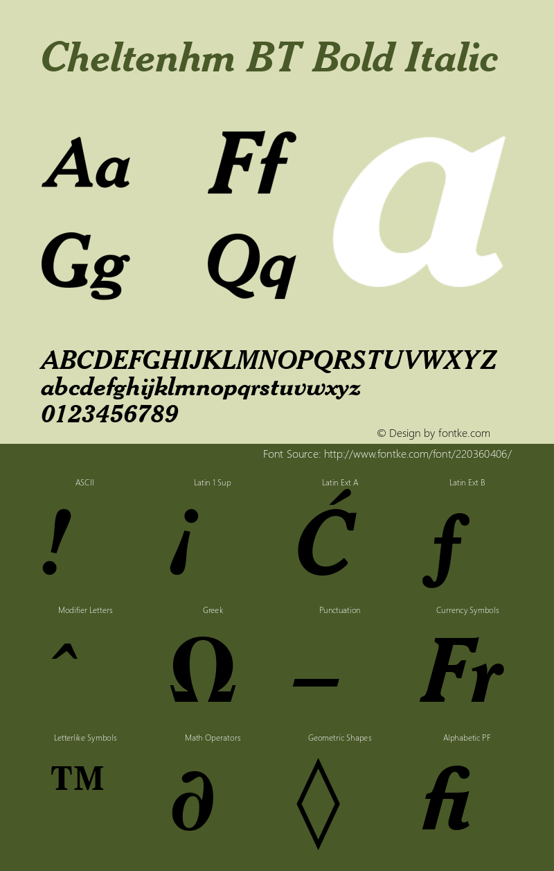 Cheltenhm BT Bold Italic Version 1.01 emb4-OT图片样张