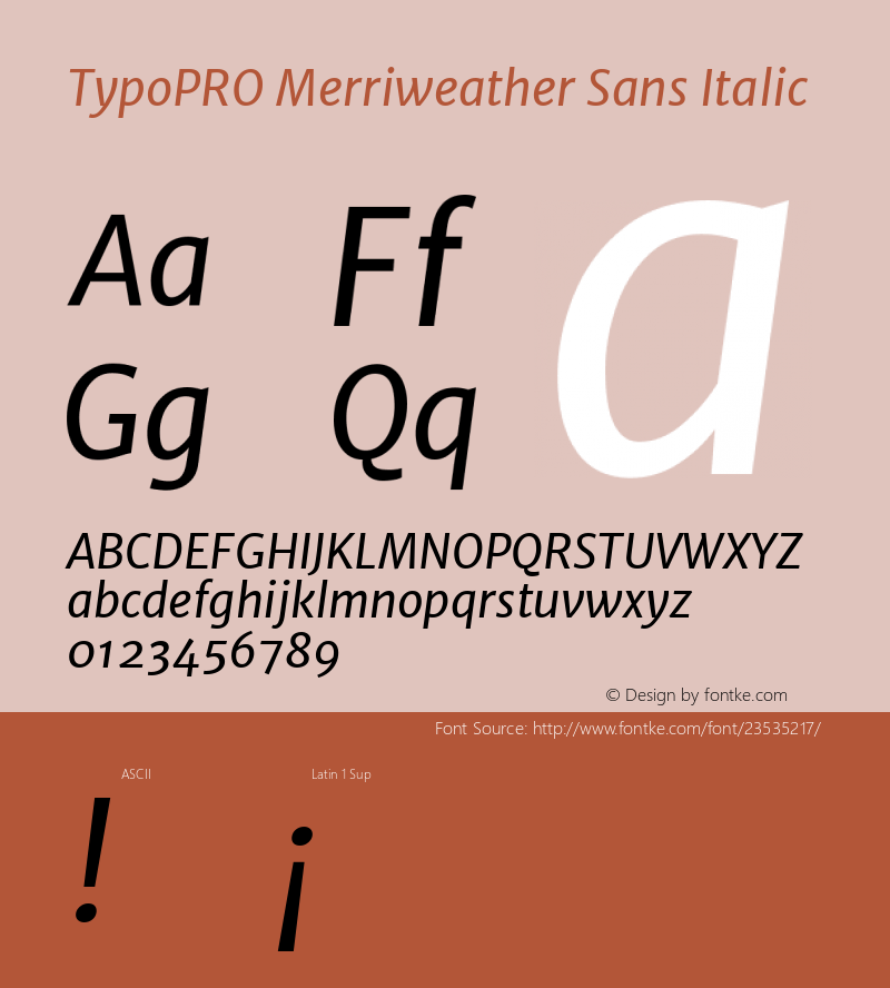 TypoPRO Merriweather Sans Italic Version 1.006; ttfautohint (v1.4.1) -l 6 -r 50 -G 0 -x 11 -H 220 -D latn -f none -w 