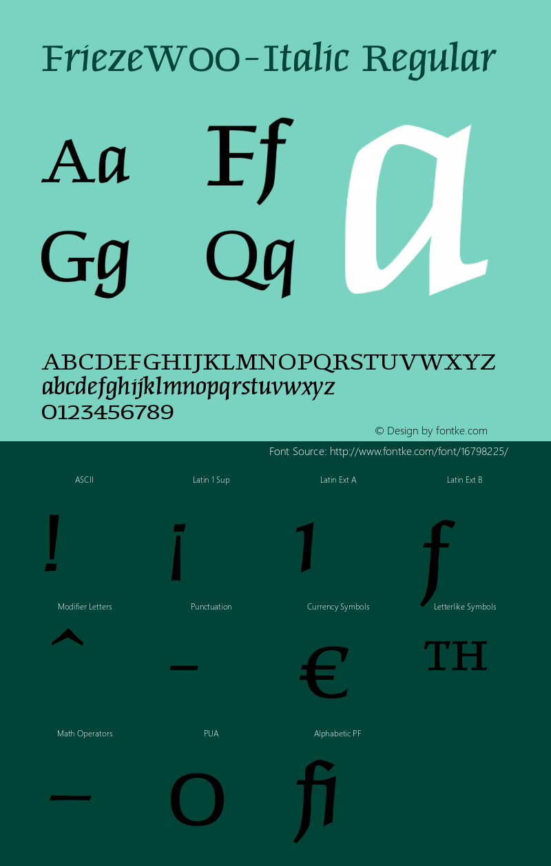 FriezeW00-Italic Regular Version 1.00图片样张