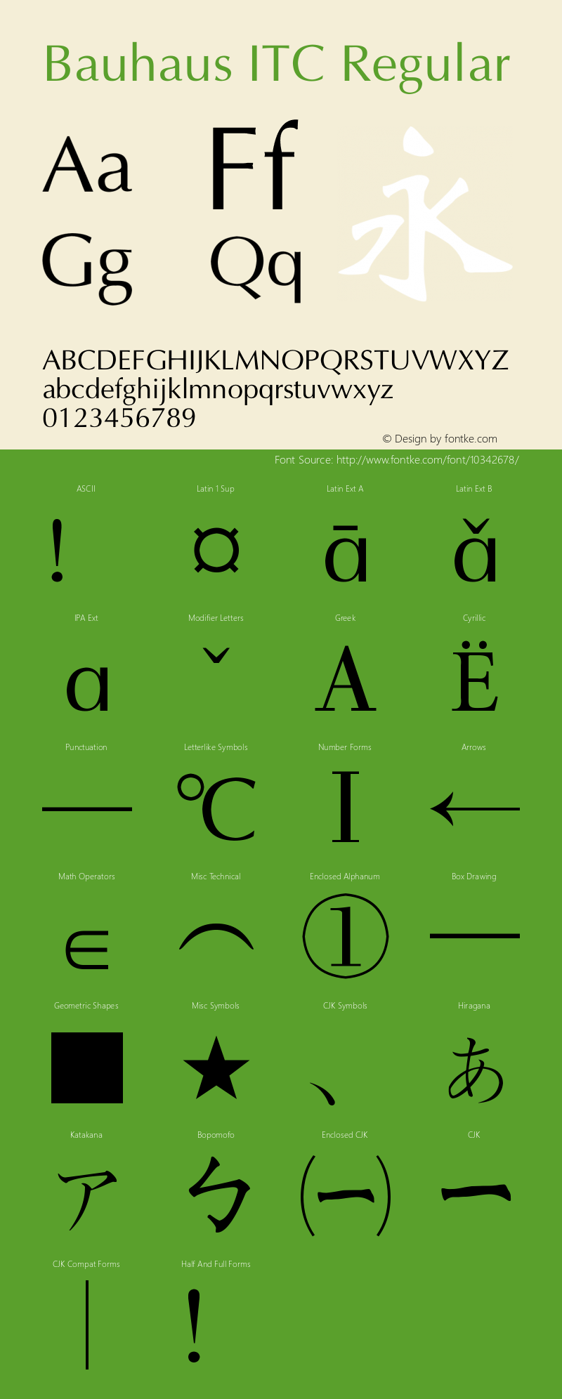 Bauhaus ITC Regular Version 1.20图片样张