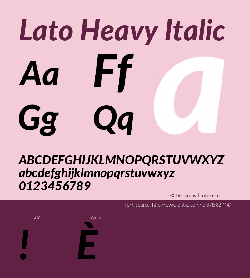 Lato Heavy Italic Version 2.010; 2014-09-01; http://www.latofonts.com/; ttfautohint (v1.4.1)图片样张