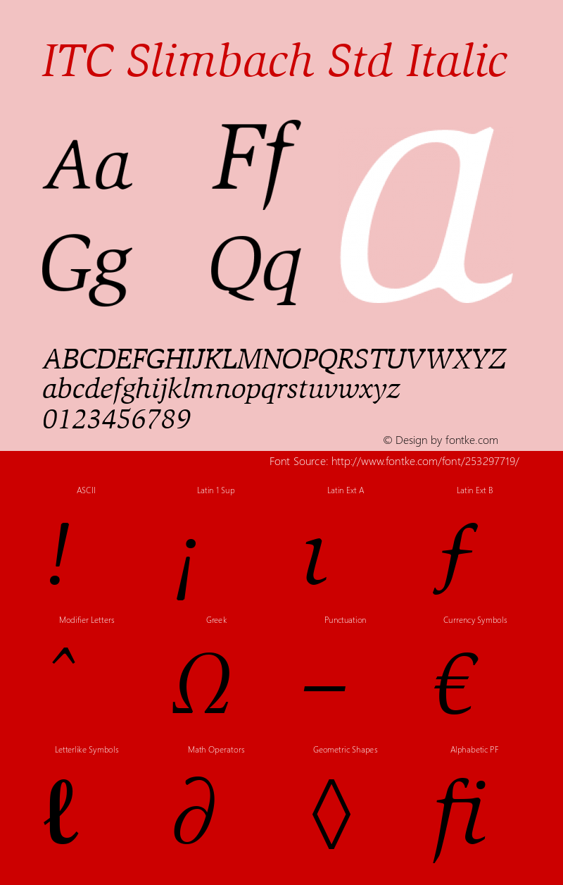 ITC Slimbach Std Book Italic Version 1.00 Build 1000图片样张