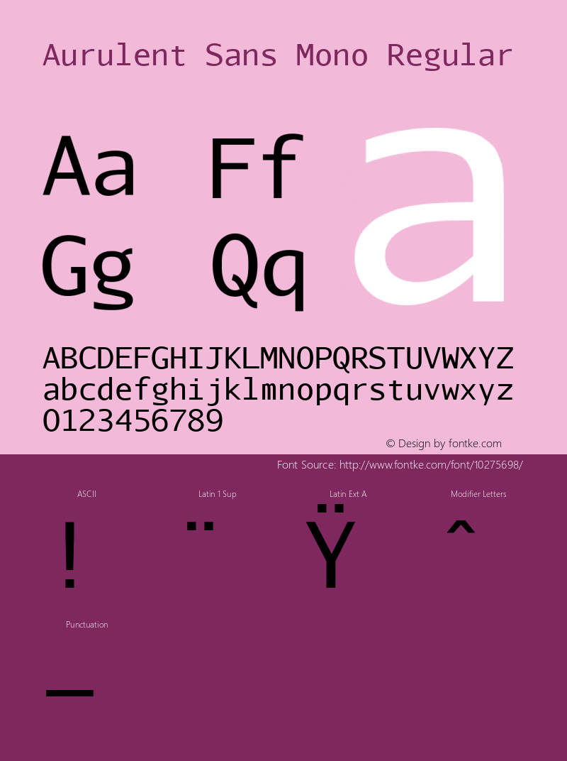 Aurulent Sans Mono Regular Version 2007.05.04图片样张