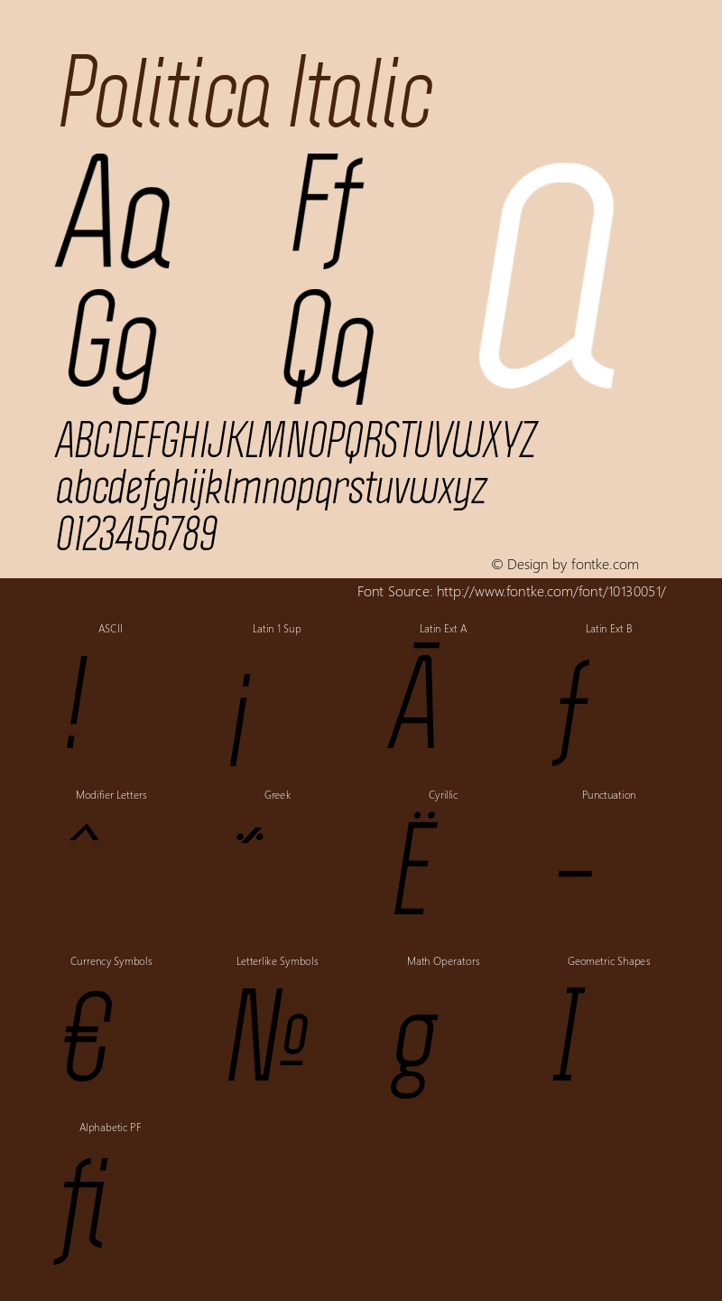 Politica Italic Version 1.000;PS 001.000;hotconv 1.0.38图片样张