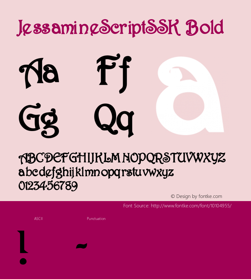 JessamineScriptSSK Bold Macromedia Fontographer 4.1 8/11/95图片样张